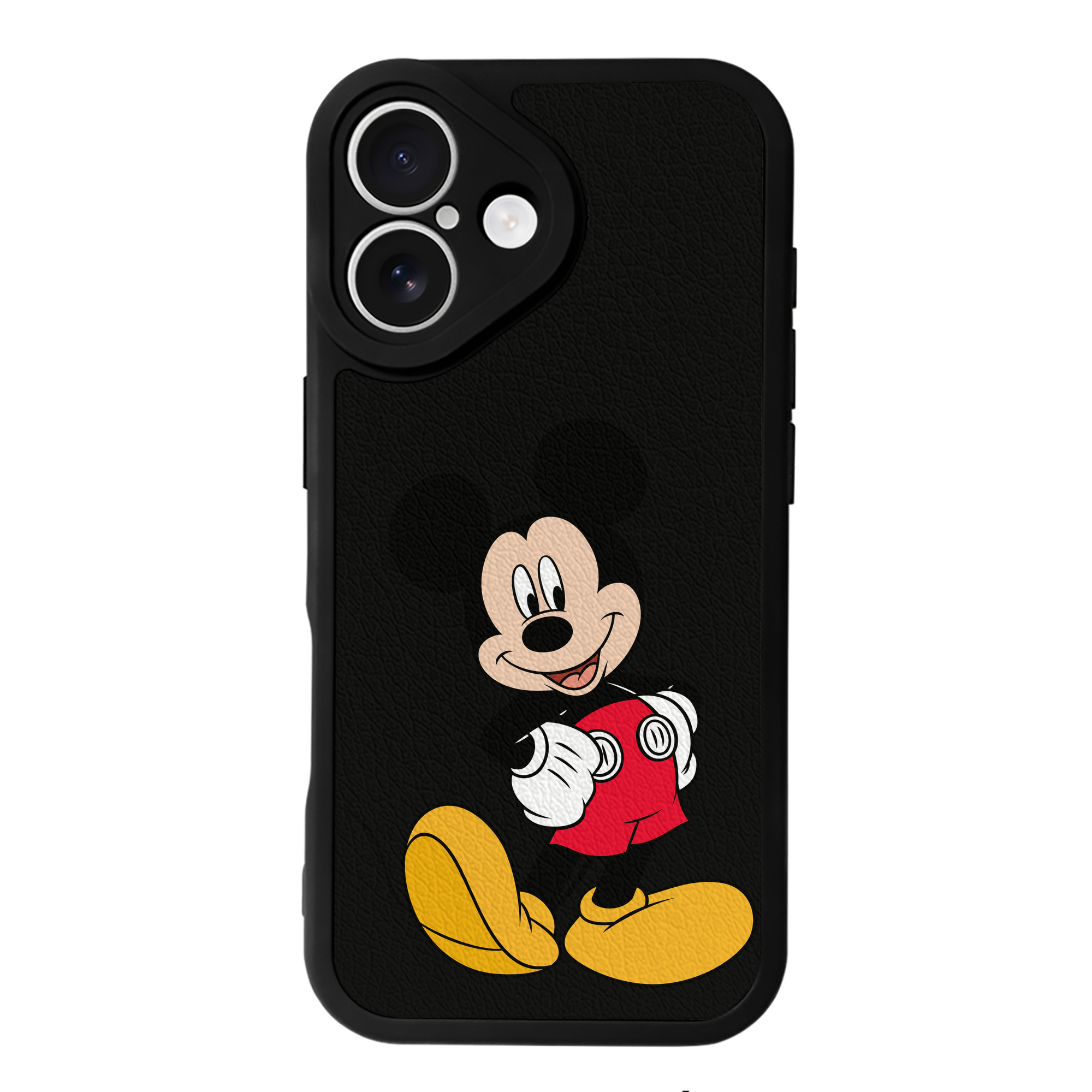 （画像用） ミッキーマウス Mickey Mouse 【iPhone 16シリーズ対応】シリコンスマホケース（レザー調） 材質：シリコン